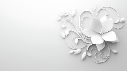 Elegant White Floral Design Paper Art