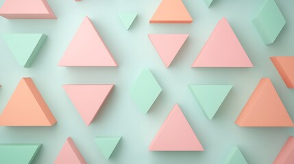 Colorful geometric triangles in pastel shades creating an abstract background for modern design projects