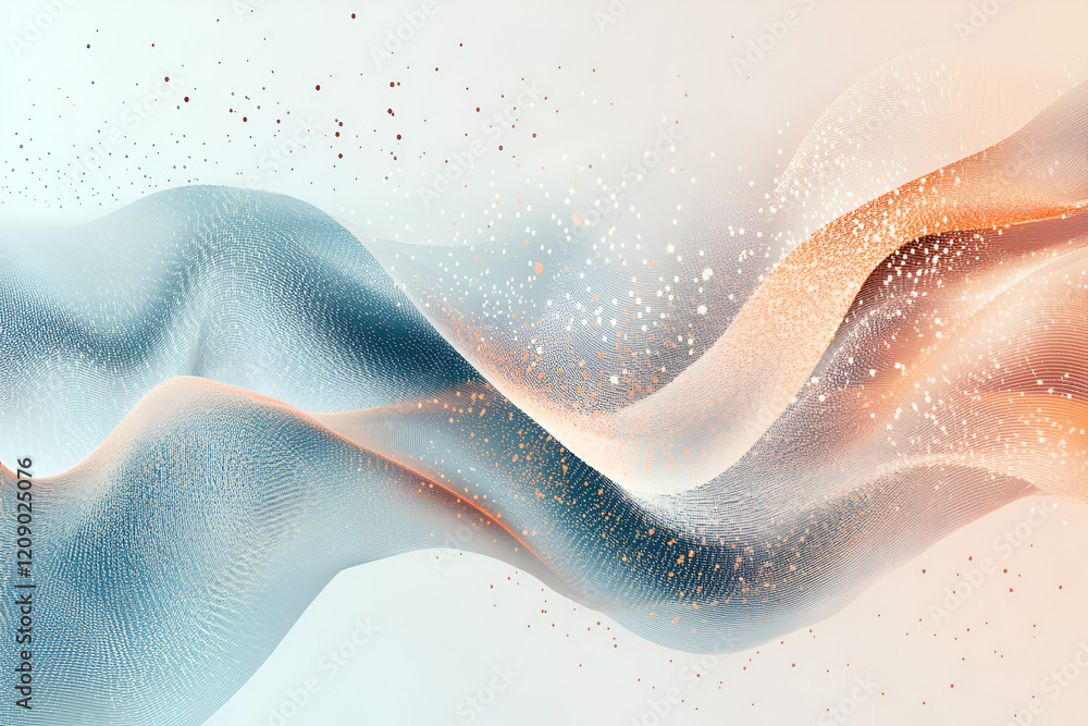 Poster abstract fluid art: elegant swirls of teal and peach hues intermingle, creating a mesmerizing abstra