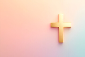 Obraz premium Golden Cross on Gradient Background: A golden cross stands out against a vibrant and soft gradient background, evoking a sense of hope, faith, and spiritual reflection.