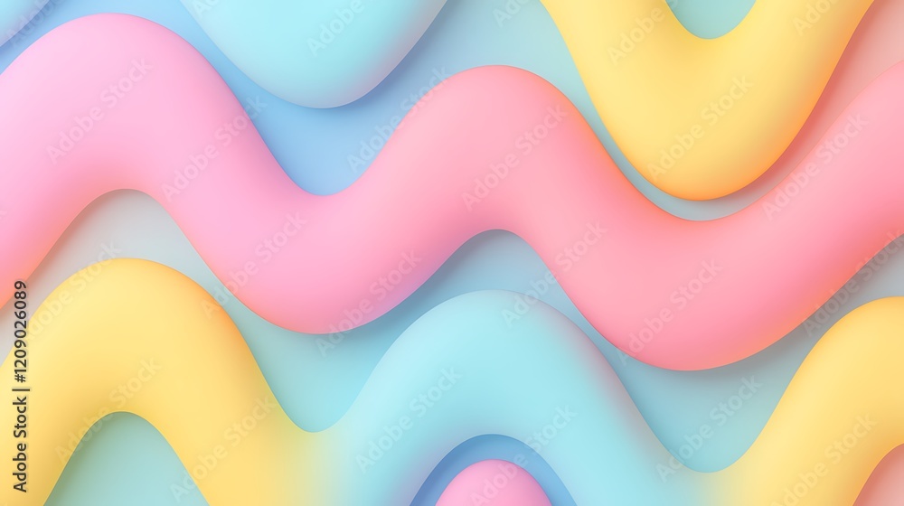 Poster colorful smooth waves in pastel shades creating a soft and serene background for creative projects