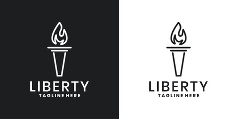 Liberty torch statue logo icon design template