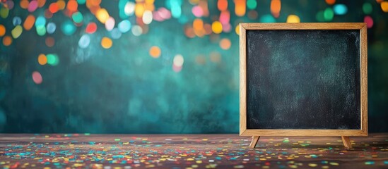 Colorful Classroom Background with Wooden Light Box Sign for Father's Day Gifts Celebrating Educators Featuring Empty Copyspace for Text