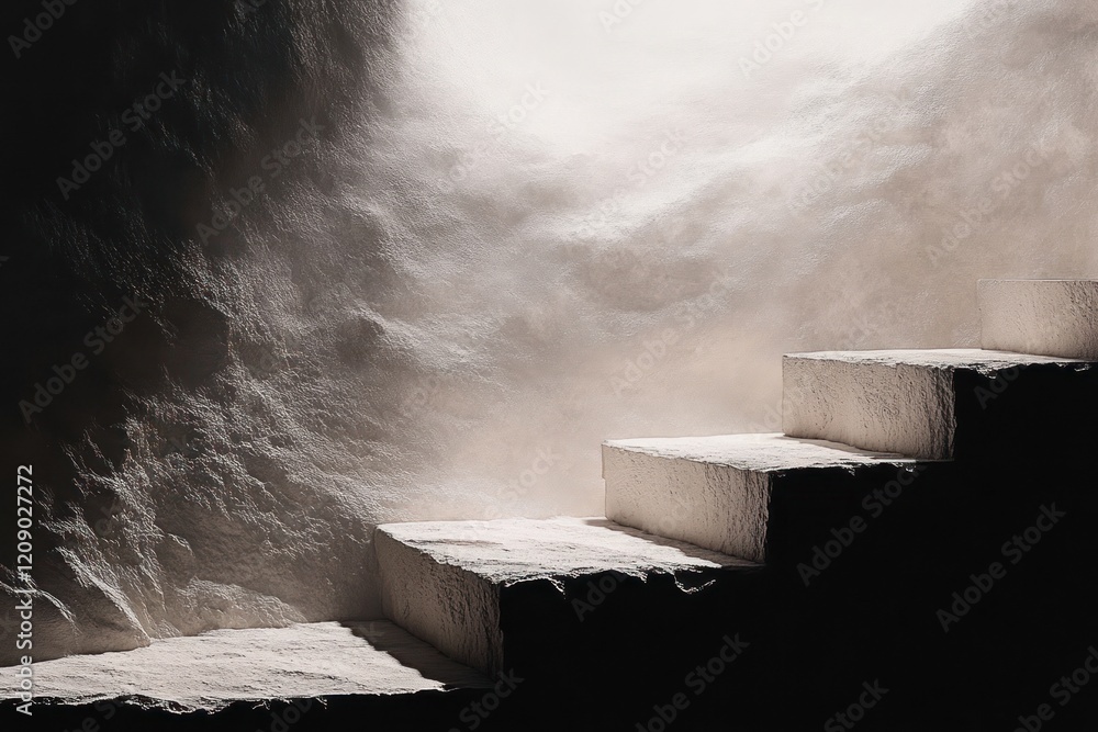 Poster abstract light and shadow on rugged stone surface in room with window