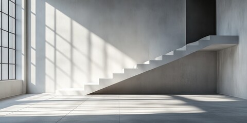 Fototapeta premium Geometric Product Display with Soft Shadows and Natural Light on White Background