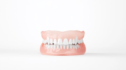 Fototapeta premium Realistic Model of Human Dentures Displayed on a White Background for Educational Purposes in Dentistry, Oral Health, and Prosthodontics Demonstration