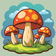 Mushrooms cartoon style vector illustration 