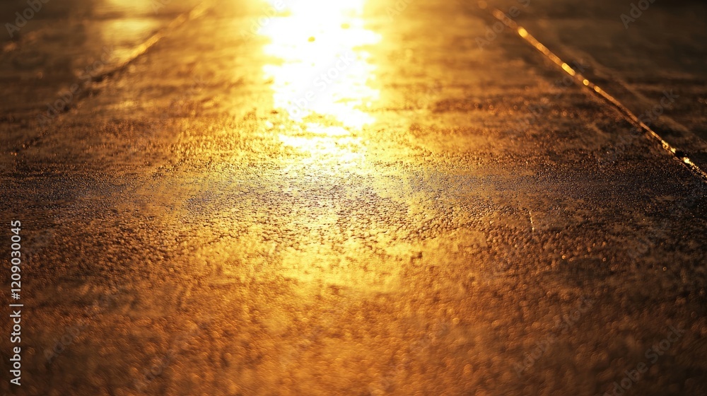 Poster golden reflective surface illuminated by warm sunlight creating a dynamic and vibrant texture in a s