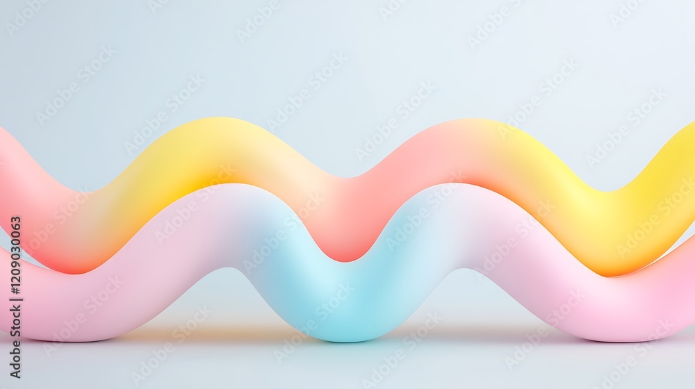 Poster colorful wavy lines in soft pastel shades creating a flowing and inviting abstract background design