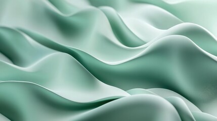 Obraz premium Pastel Green Abstract Fabric Waves Elegant Soft Texture Background for Home Business Scenarios and Creative Projects
