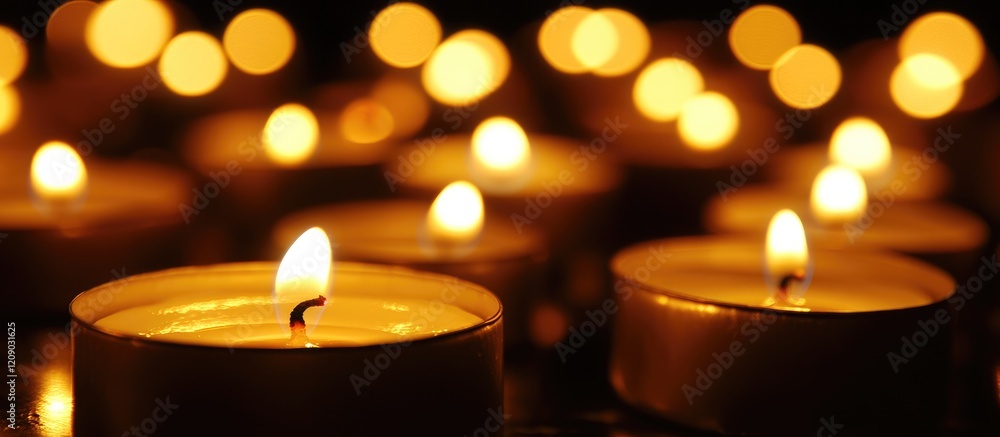 Poster flickering candles in a darkened space creating a serene and intimate ambiance for relaxation and mi