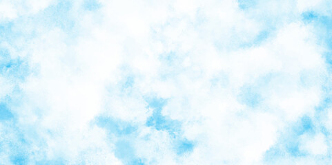 Abstract hand paint square stain watercolor background, watercolor abstract texture with white clouds and blue sky, abstract painted white clouds with pastel blue cloudy sky texture.