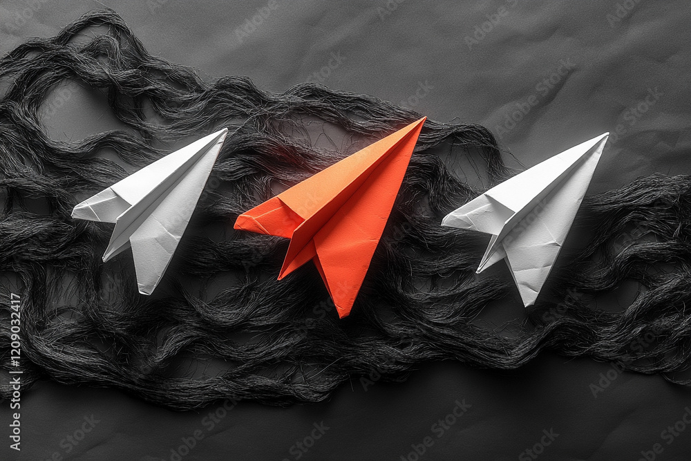 Poster ai generate paper airplane adventure creativity in motion abstract studio minimalist environment uni