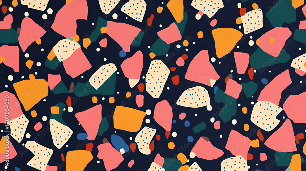 Aufkleber abstract terrazzo pattern: a vibrant and modern abstract pattern featuring a terrazzo-inspired desig