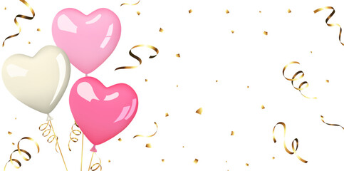 pink heart balloons and confetti vector design background  © fromage