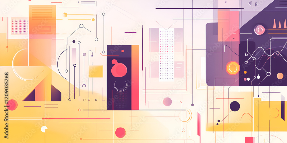 Poster abstract tech data visualization: a vibrant and dynamic illustration showcasing abstract shapes, int