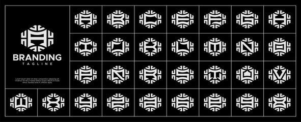 Naklejka premium Technology hexagon initial letter A-Z logo set