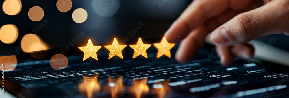 Poster ai-generated rating interaction online platform digital content user experience close-up feedback im