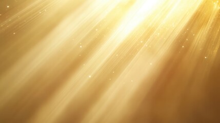Golden light rays background creating an ethereal atmosphere with soft glowing particles for use in various design projects and presentations.