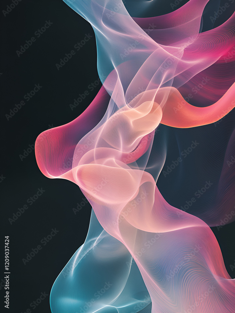 Poster abstract flow of colors: a mesmerizing abstract art composition featuring a vibrant swirl of translu