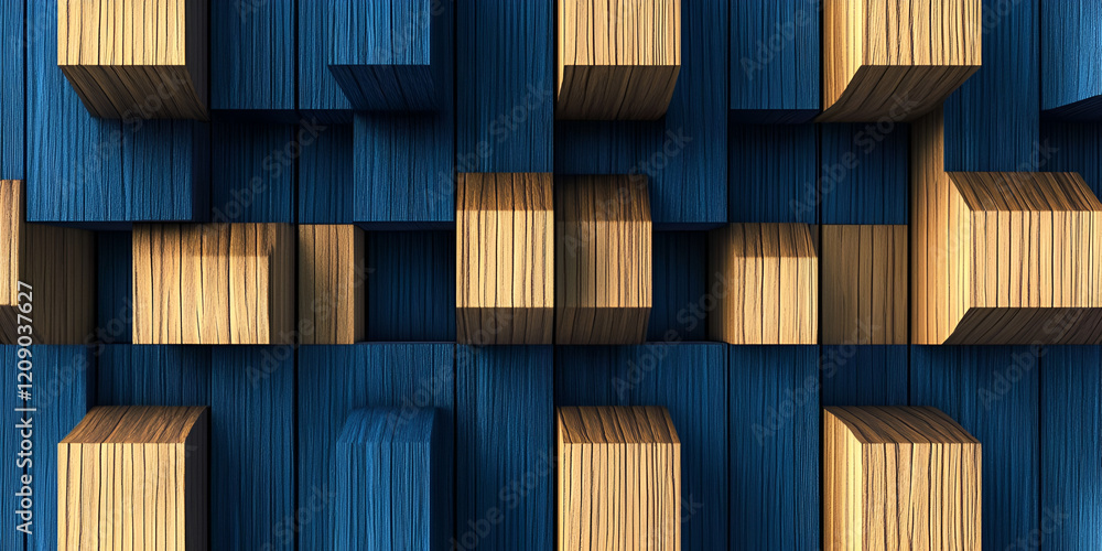 Poster wooden blocks abstract: a captivating abstract image featuring a dynamic arrangement of light-brown 