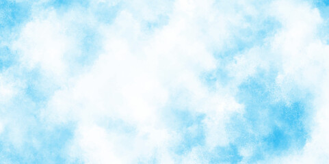 Abstract hand paint square stain watercolor background, watercolor abstract texture with white clouds and blue sky, abstract painted white clouds with pastel blue cloudy sky texture.