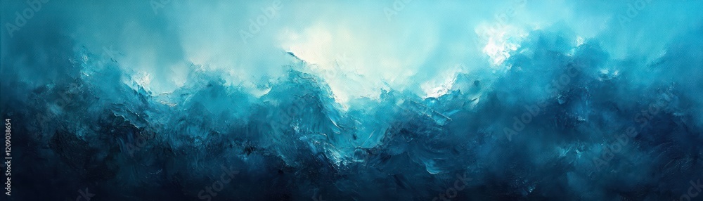 Poster abstract impressionism blue green texture background in soft aqua teal layers with gentle light