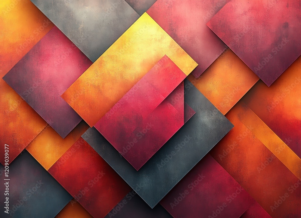 Aufkleber abstract geometric pattern in warm orange shades with soft gradients and overlapping squares