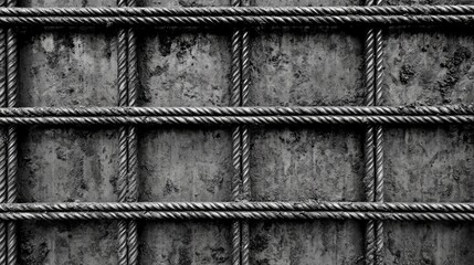 Steel reinforcement bars texture for reinforced concrete construction showing a weathered industrial surface at a construction site.