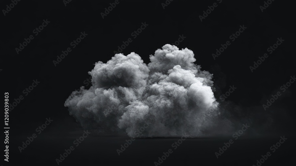 Poster realistic smoke cloud on dark background for visual effects or design projects demonstrating atmosph