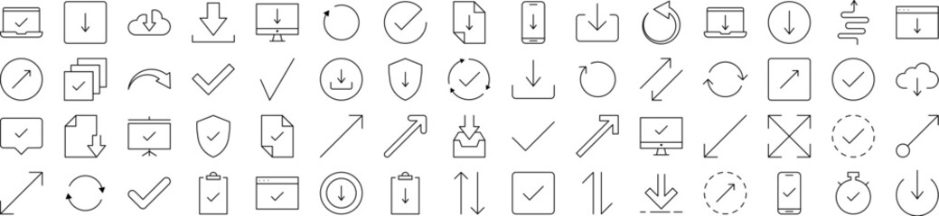 Round Arrow, Direction, Arrow Up, Arrow Down Line Icon Pack. Outline Signs for Graphic and Web Design, Apps, Adverts, Various Cards