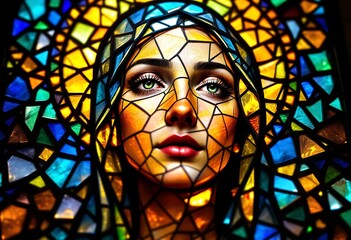Stunning Stained Glass Woman Art Digital Painting
