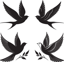 Birds silhouette vector illustration on white background