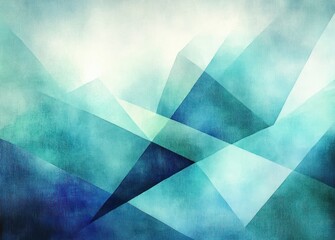 abstract geometric background with blue green pastel watercolor texture and triangle shapes in modern art design