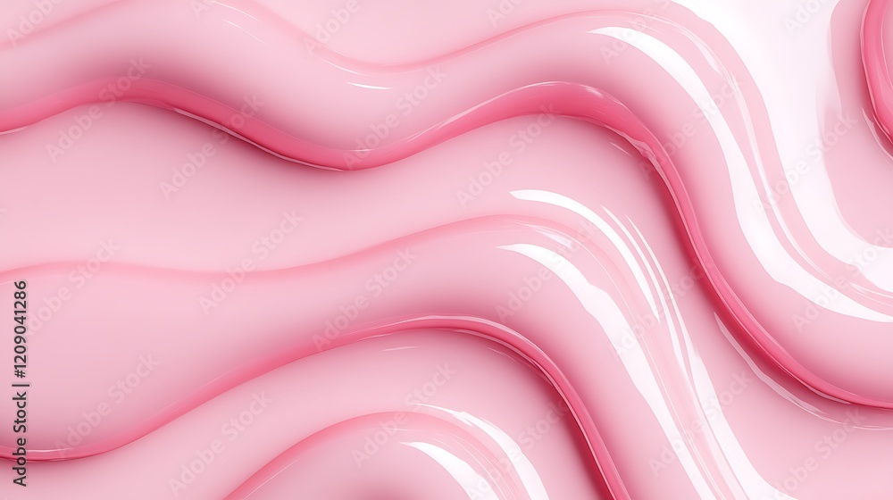 Poster smooth and glossy pink fluid texture with wavy patterns ideal for backgrounds or abstract designs