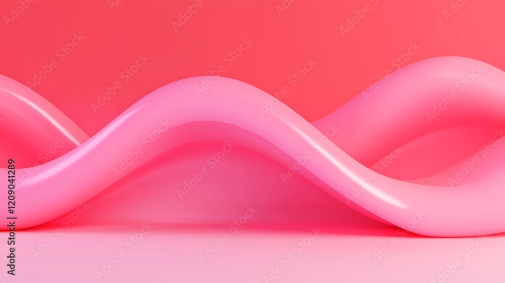 Poster smooth and glossy pink waves on soft gradient background for creative design projects