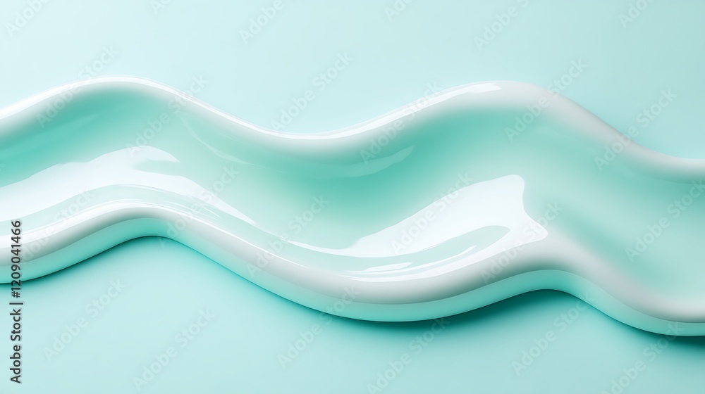 Poster smooth curved surface in soft mint green color creating a modern aesthetic for backgrounds and desig