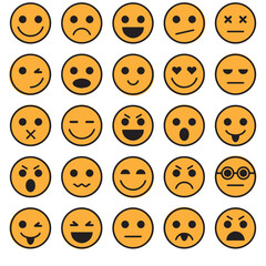 Emoji Smiley Face Vector Line Stroke, Set of emoticons emoji vector