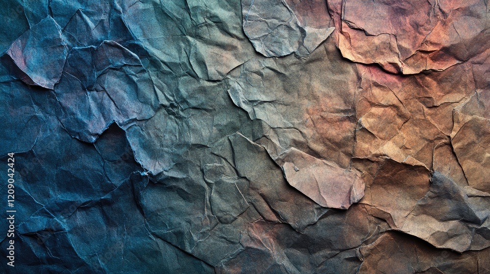 Poster crumpled recycled paper texture background with abstract color tones ideal for text overlay and crea