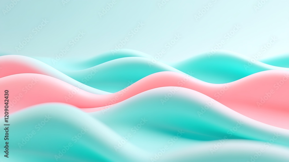 Poster soft abstract waves in pastel colors with fluid forms creating a calming visual background for desig
