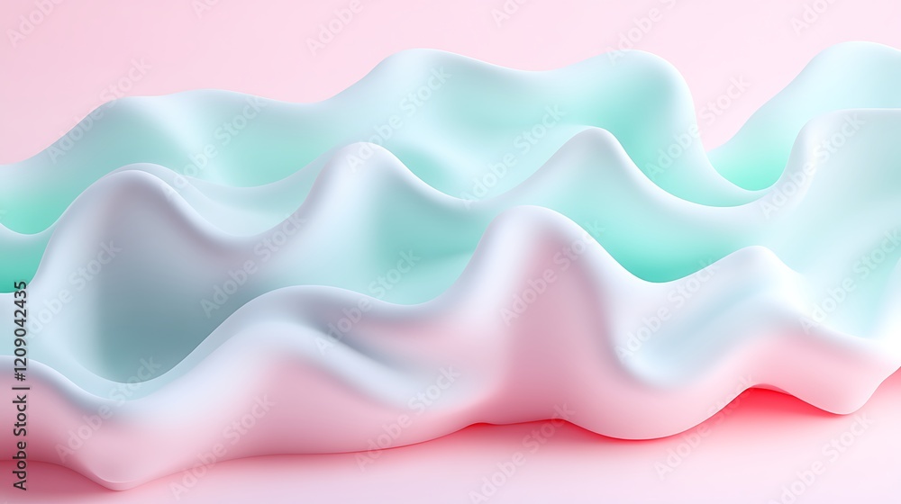 Poster soft abstract waves in pastel colors with a smooth flowing texture on a light background