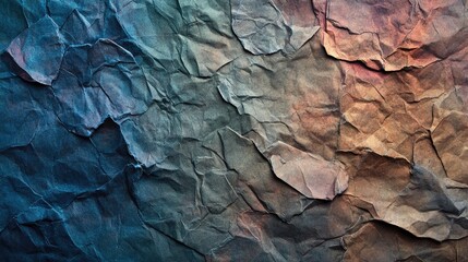 Naklejka premium Crumpled Recycled Paper Texture Background with Abstract Color Tones Ideal for Text Overlay and Creative Design Projects High Resolution