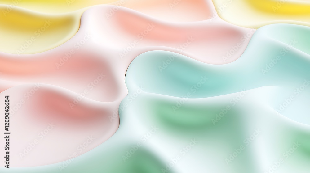 Poster soft and flowing abstract patterns in pastel colors with gentle curves and smooth textures for creat