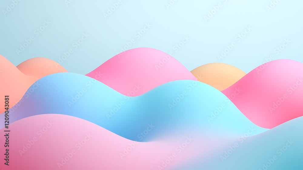 Poster soft colorful waves in pastel hues creating a serene abstract background design for modern art conce