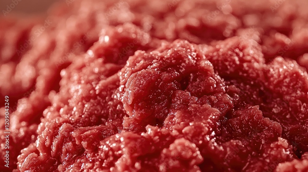 Poster fresh minced beef meat texture close-up perfect for culinary preparation and cooking tutorials