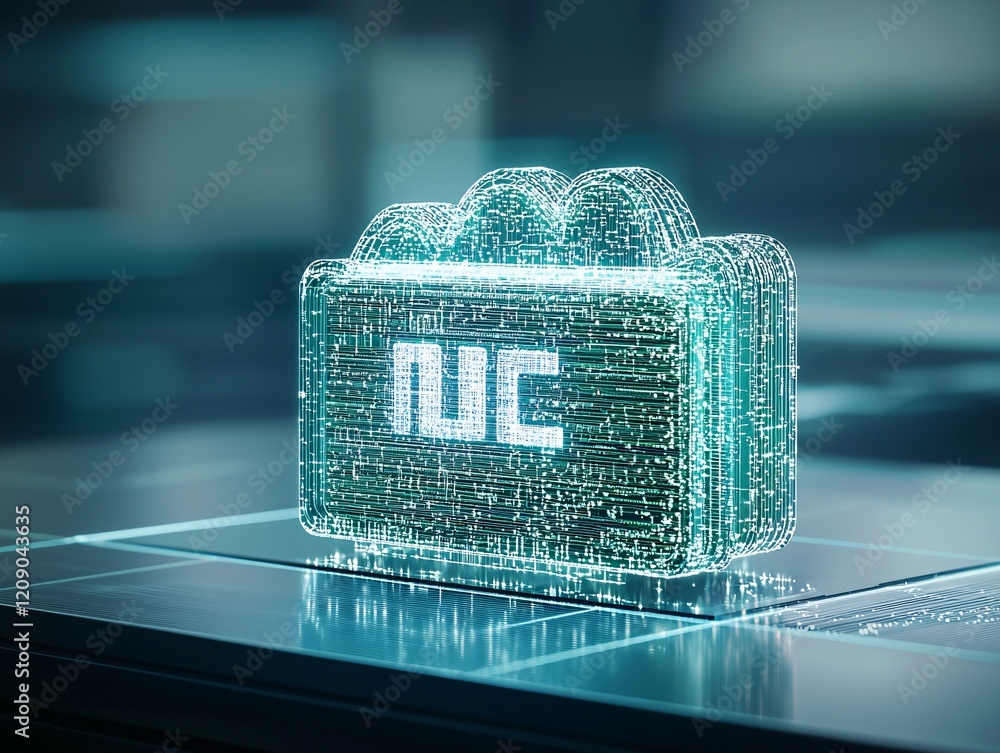 Poster a graphic image of a file cabinet transitioning into a digital storage cloud, representing modern do