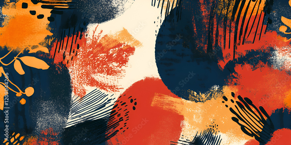 Poster abstract art with bold hues: an abstract art print with a captivating fusion of bold hues and textur