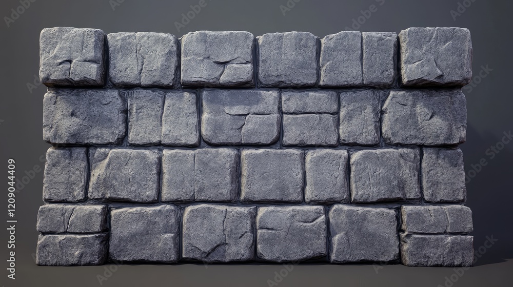 Poster detailed textured rectangular stone wall with uneven surface for architectural and design applicatio