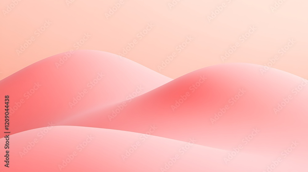Poster soft curves of abstract pink hills with gradients and gentle shapes in minimalistic background