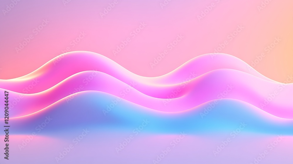 Poster soft curves in pastel gradient colors with gentle light and smooth texture for abstract backgrounds